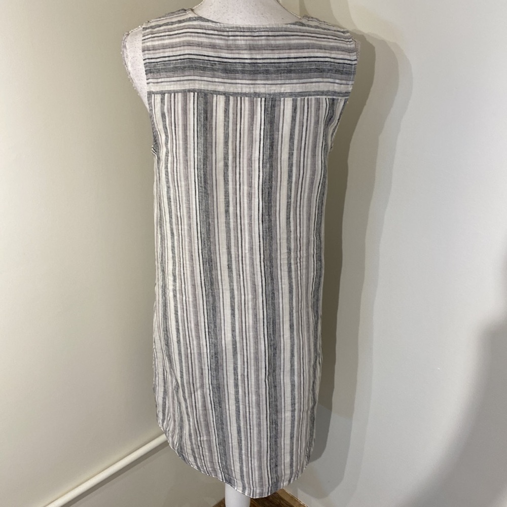 Beach lunch lounge sleeveless cotton blend striped dress - Picture 3 of 5